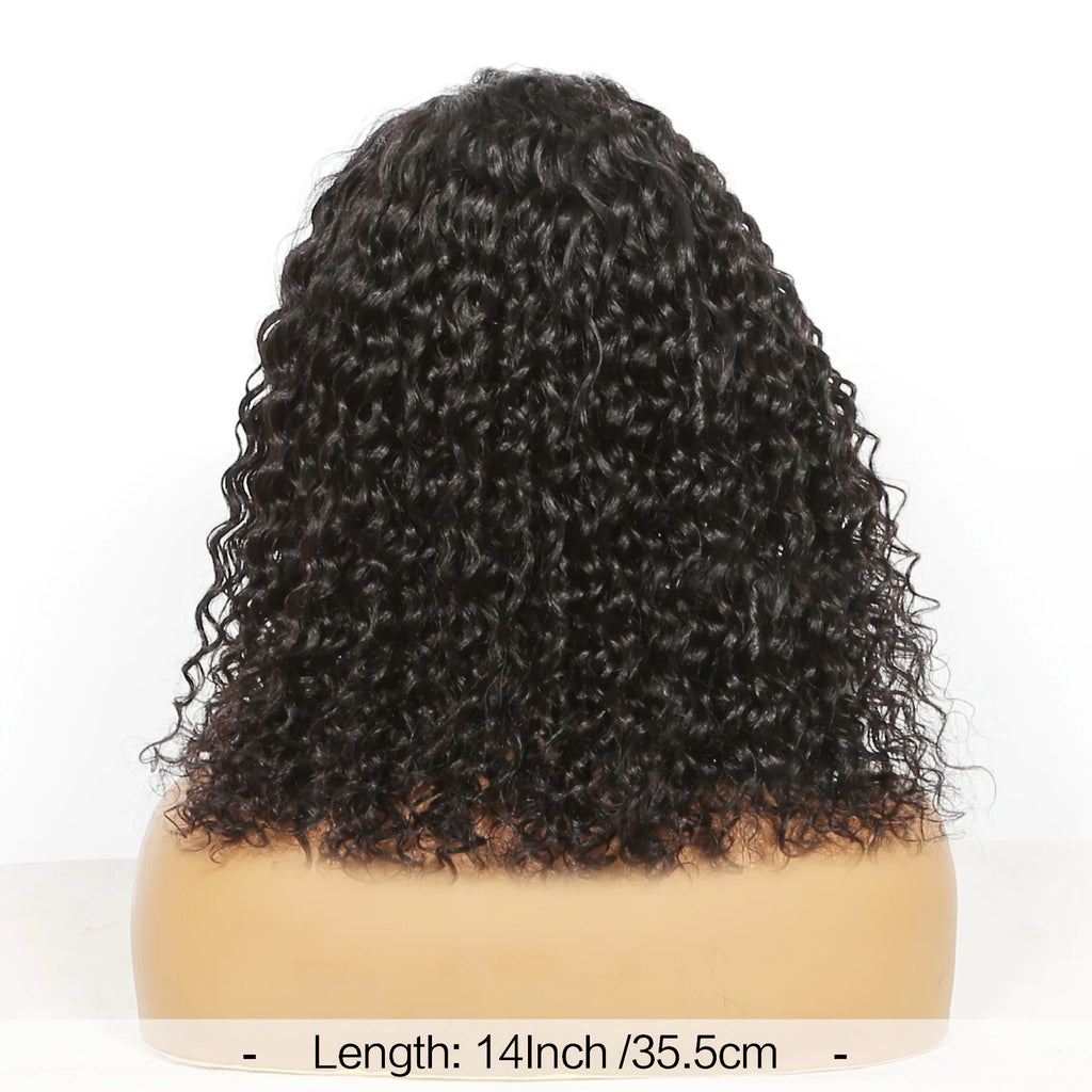 Deep Wave Headband Wig Human Hair Curly Bob Wigs For Women 100% Real Hair Bobo Wigs Full Machine Made Wigs Natural Black Hair