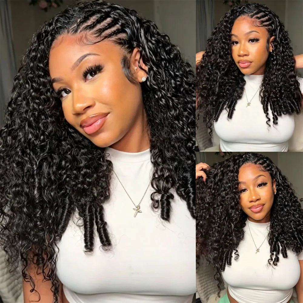 250% Vietnamese Burmese Curly Half Glueless Wigs Clip Ins Flip Over 3 IN 1 Burmese Curly Half Wig With Drawstring Human Hair Wig