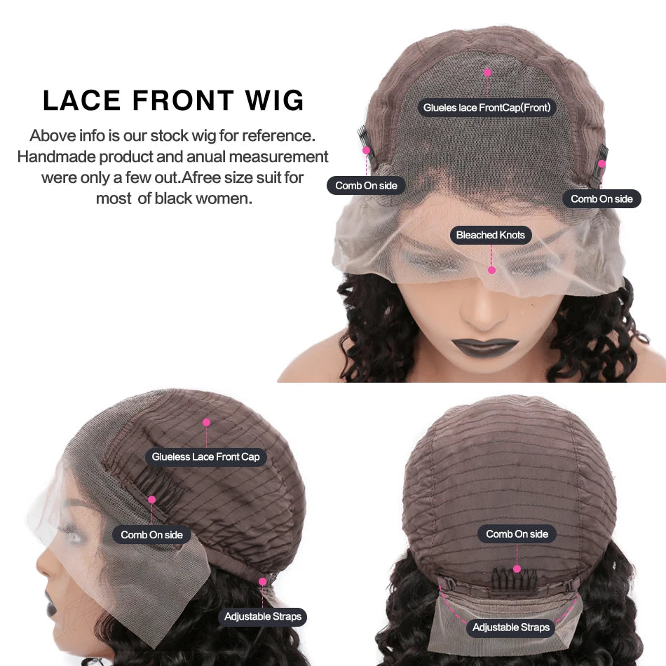 Deep Wave Human Hair Wig 13x6 Hd Lace Frontal Curly Wigs 30 40 Inch 13x4 Loose Water Wave Lace Front Wig For Women 250 Density