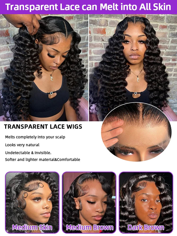 30 40 Inch Loose Deep Wave Human Hair Wig 13x4 13x6 Hd Lace Frontal Wigs For Women 250 Density Lace Front Curly Human Hair Wig