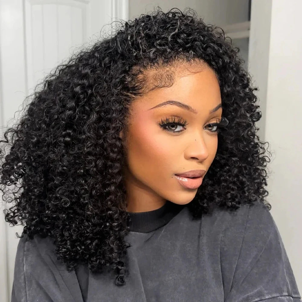 32 Inch Kinky Curly Half Wig Remy Hair 200% Density Machine Remy Human Hair No Leave Out Curly Wigs Upgrade Clip In Half Wigs For Women