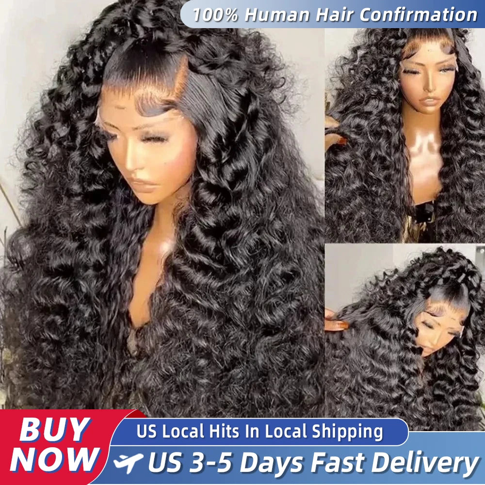 Water Deep Wave 13x6 13x4 Transparent HD Lace Front Curly ≥98% Human Hair Wig 360 Pre Plucked Lace Frontal Wigs For Black Women