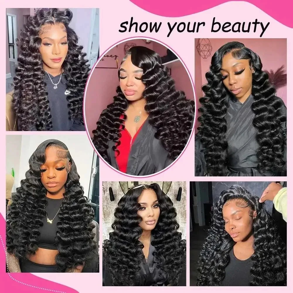 13x6 Lace Front Human Hair Wigs 40 42 Inch HD Loose Deep Wave Brazilian Curly Water Wavy 13x4 Lace Frontal Wigs For Women 250%