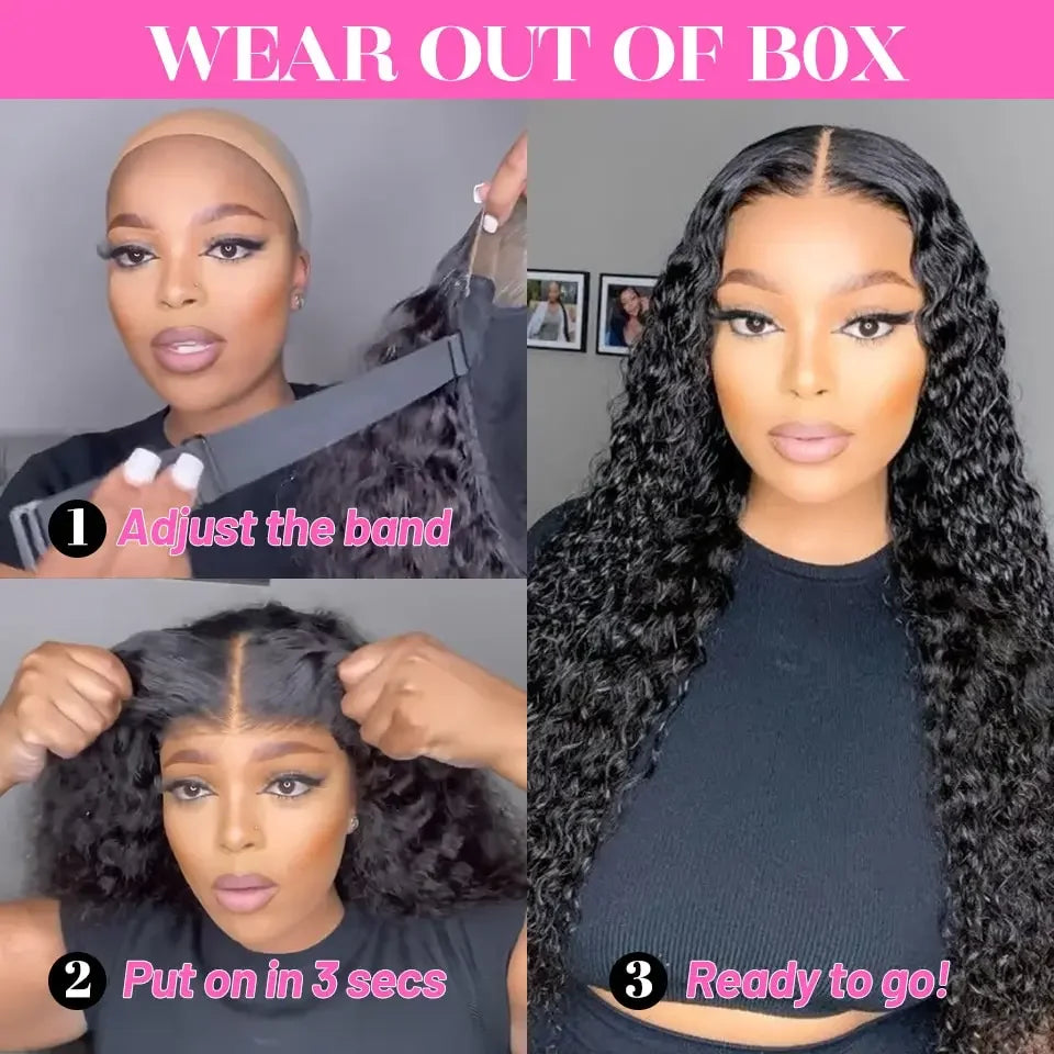 13x6 Hd Glueless Wear And Go Water Wave Wig Human Hair For Women 7x5 Frontal Curly Lace Front Wigs On Clearance Sale 250 Density