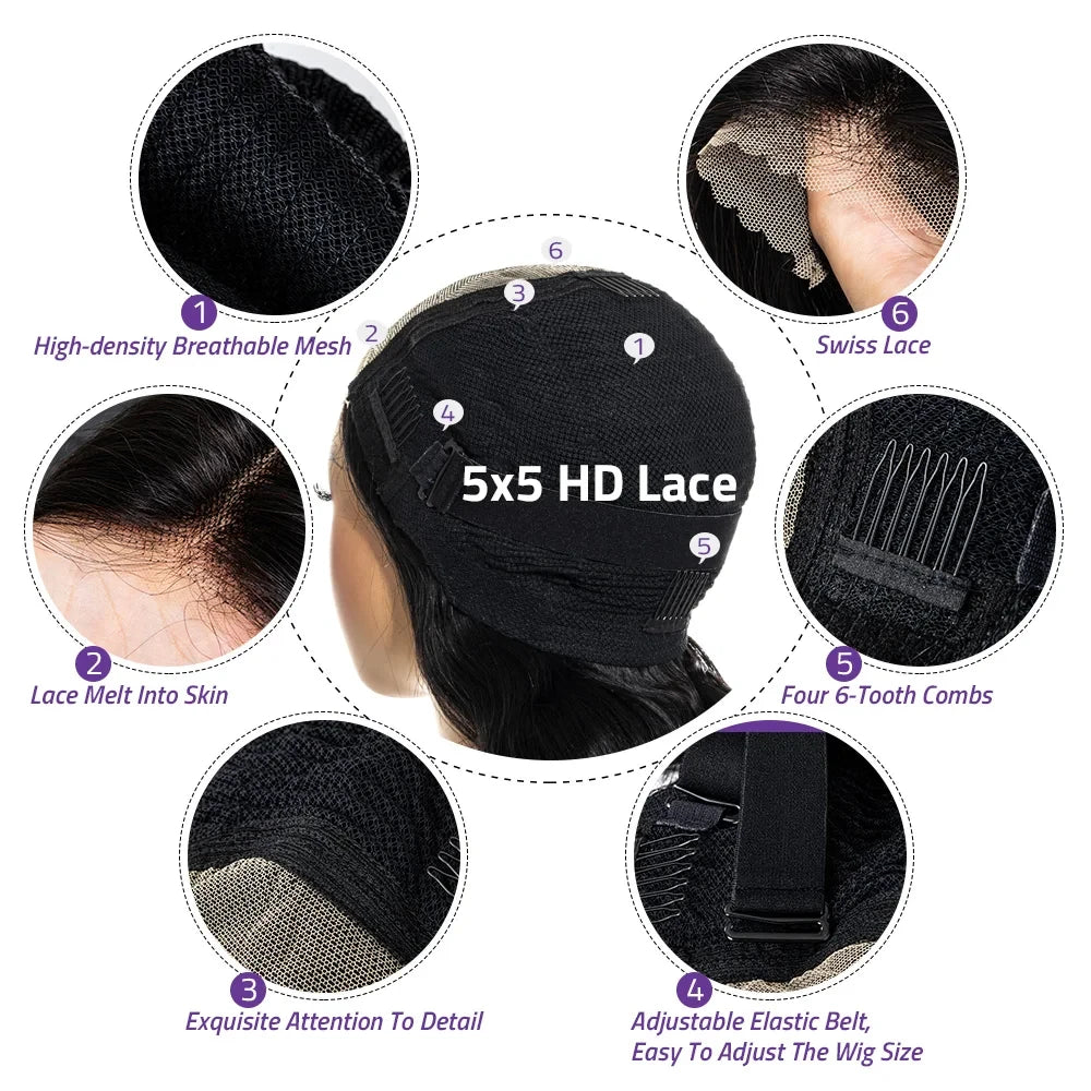 38 40 Inch Deep Wave 13x6 5x5 Lace Front Human Hair Wigs 200% Density Remy 360 Full Lace Frontal Wig Pre Plucked For Black Women