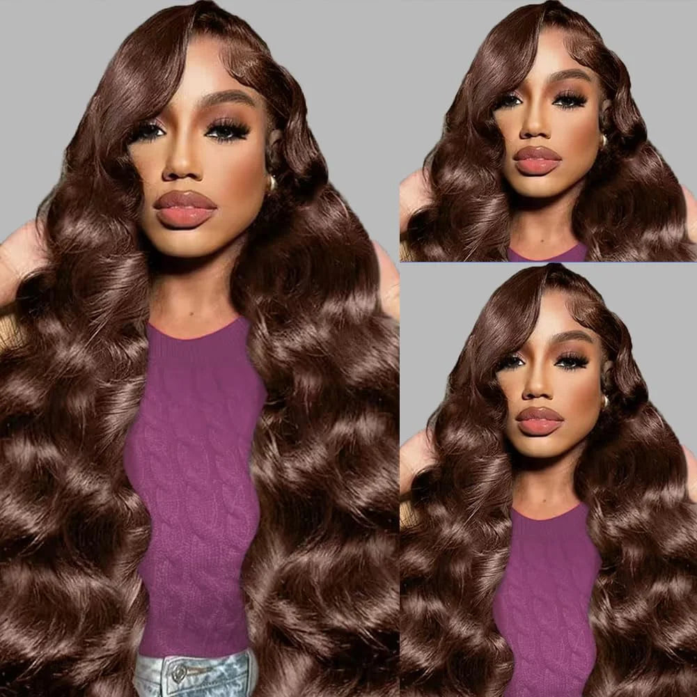 HD 200% 30 36 Inches Chocolate Brown Body Wave 13x6 Lace Front Human Hair Wigs 13x4 Lace Frontal Wig Brazilian Remy Hair Wig