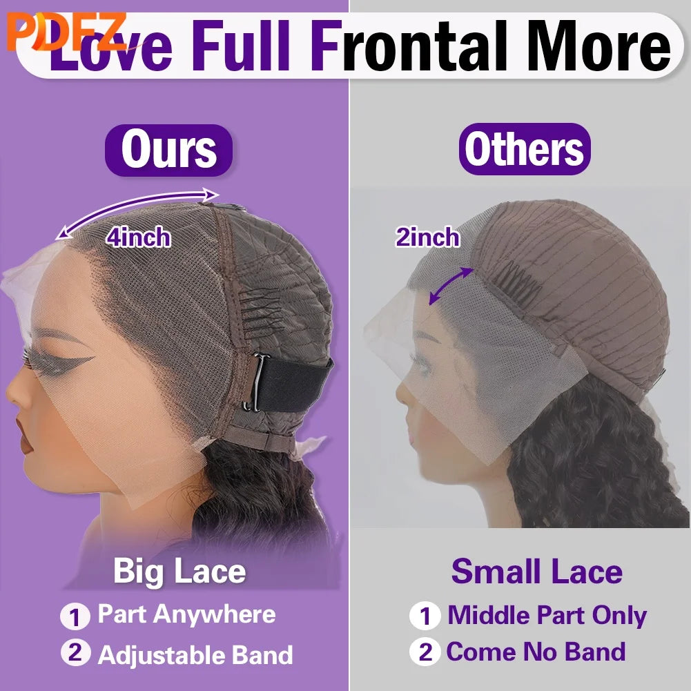 Deep Wave Wigs 13X4 HD Lace Front Human Hair Wig 42 Inch Long Curly Lace Front Human Hair Wig Pre Plucked Human Hair Wigs