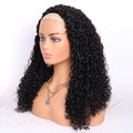 4A Wavy Curly Flip Over Human Hair Half Wigs Water Curly Lace Free Half Wig For Women Invisible Natural Wig For Quickly Install