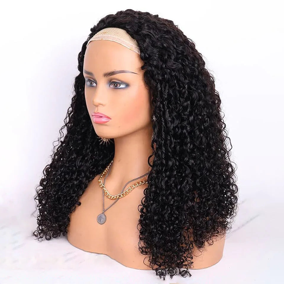 4A Wavy Curly Flip Over Human Hair Half Wigs Water Curly Lace Free Half Wig For Women Invisible Natural Wig For Quickly Install