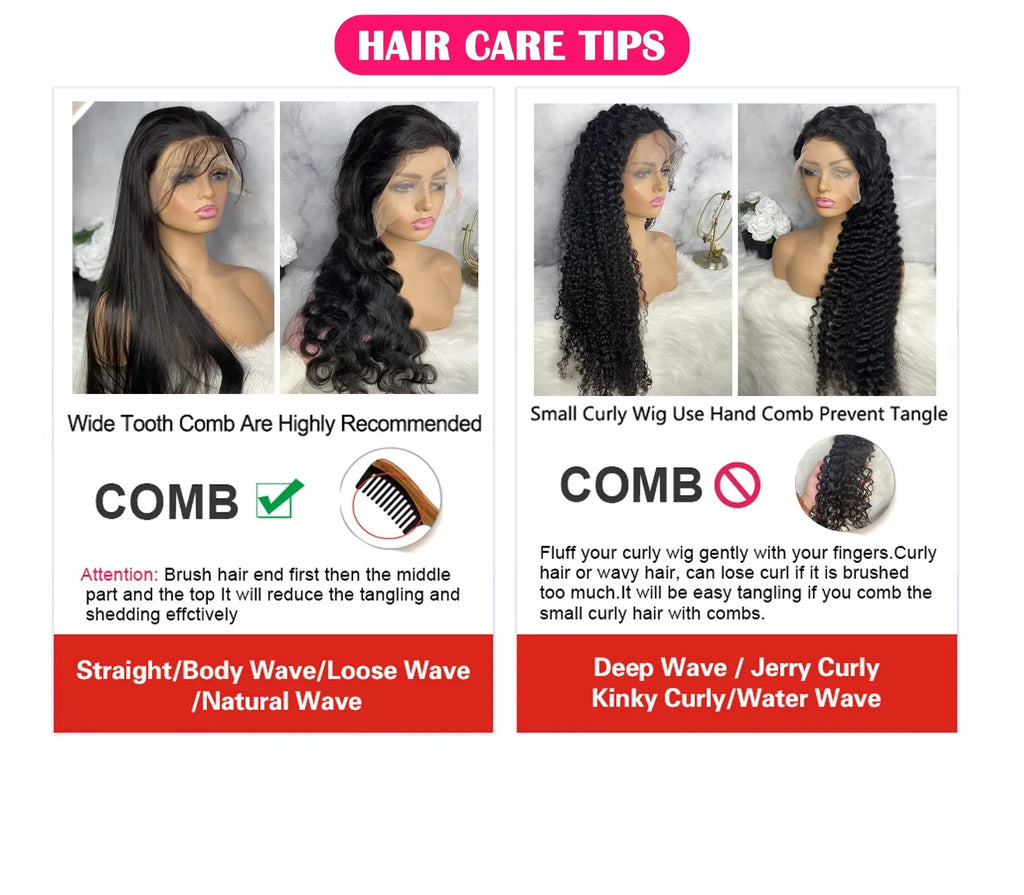 Water Deep Wave 13x6 13x4 Transparent HD Lace Front Curly ≥98% Human Hair Wig 360 Pre Plucked Lace Frontal Wigs For Black Women