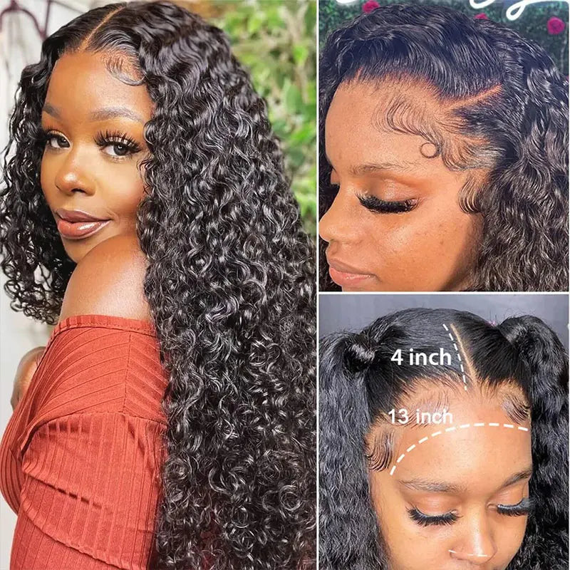 250 Density Deep Wave Wig Human Hair Brazilian Transparent 13x6 Hd Lace Frontal Wig 30 36 40 Inch 360 Full Curly Wigs For Women