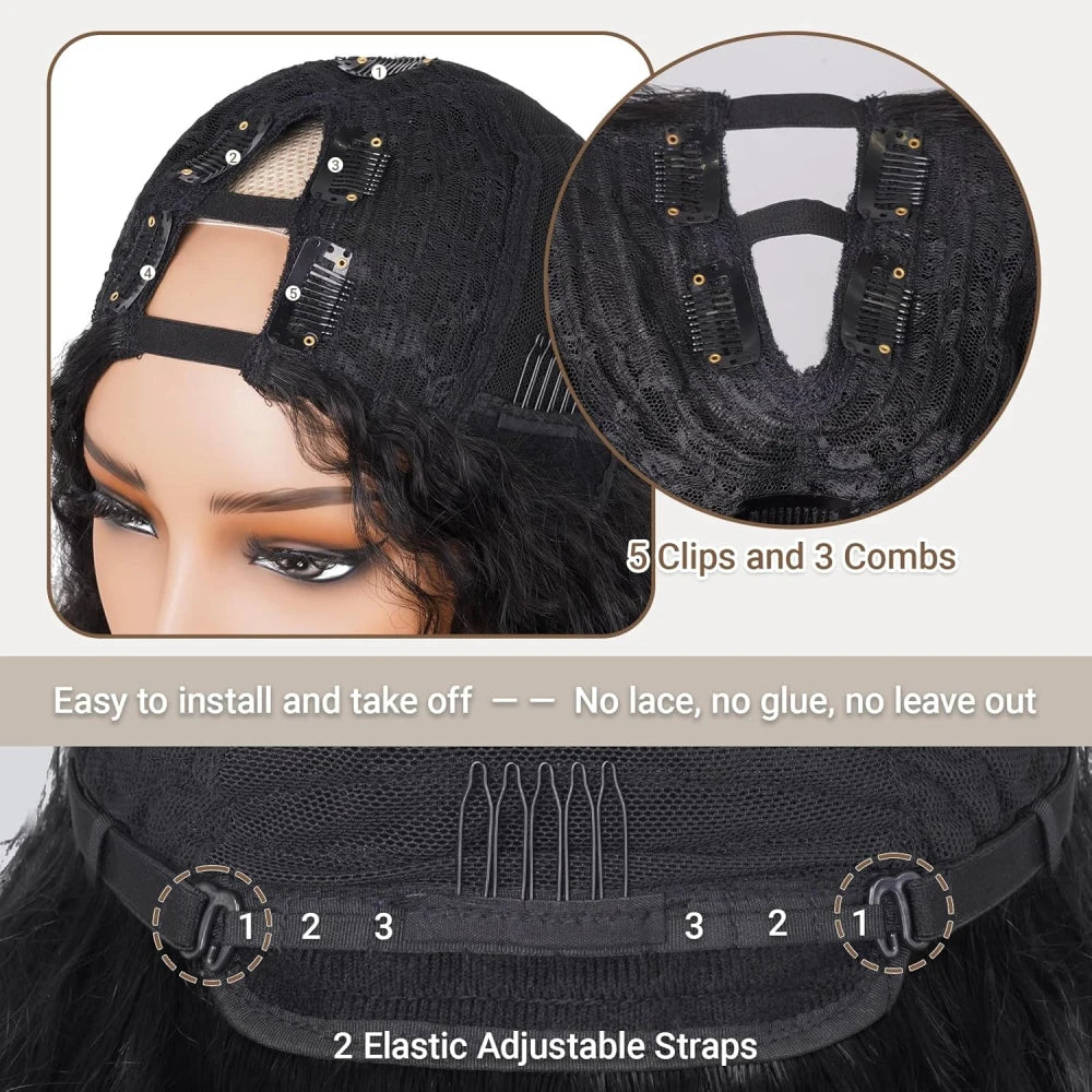 No Leave Out V Part Body Wave Wigs 200% Density Upgrade Machine Brazilian Hair 32 Inches Remy Human Hair Easy Install Natural Hair For Women
