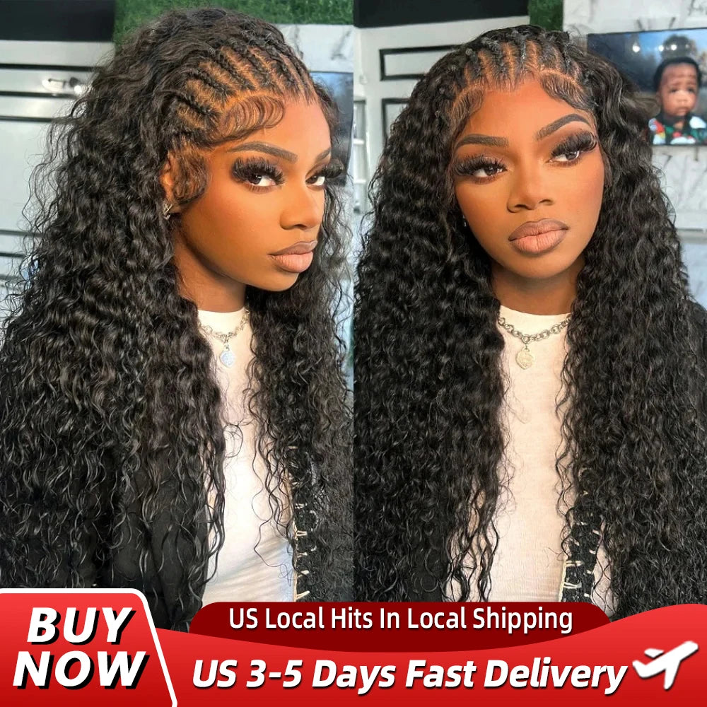 Deep Wave 13x6 HD Transparent Lace Front ≥98% Human Hair Wigs 200% Real Density Curly 13x4 Lace Frontal Wigs Women Wet And Wavy