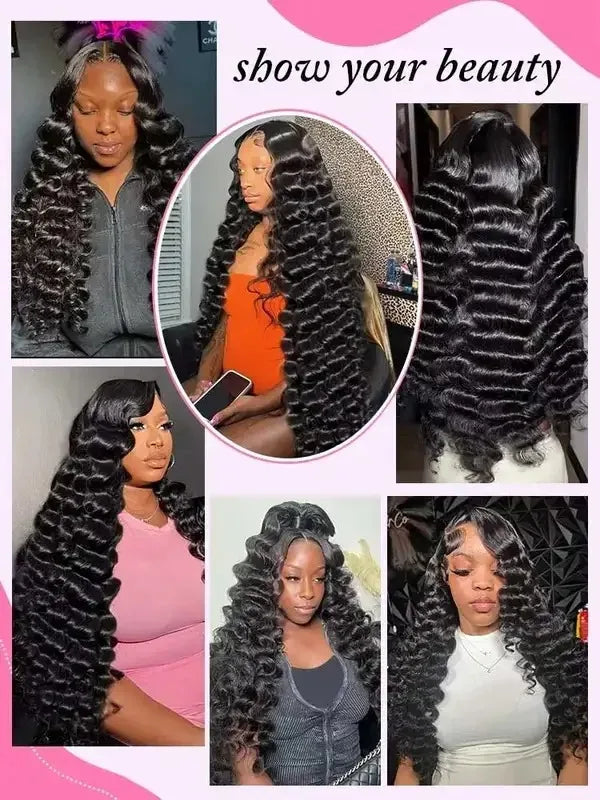 13x6 Lace Front Human Hair Wigs 40 42 Inch HD Loose Deep Wave Brazilian Curly Water Wavy 13x4 Lace Frontal Wigs For Women 250%