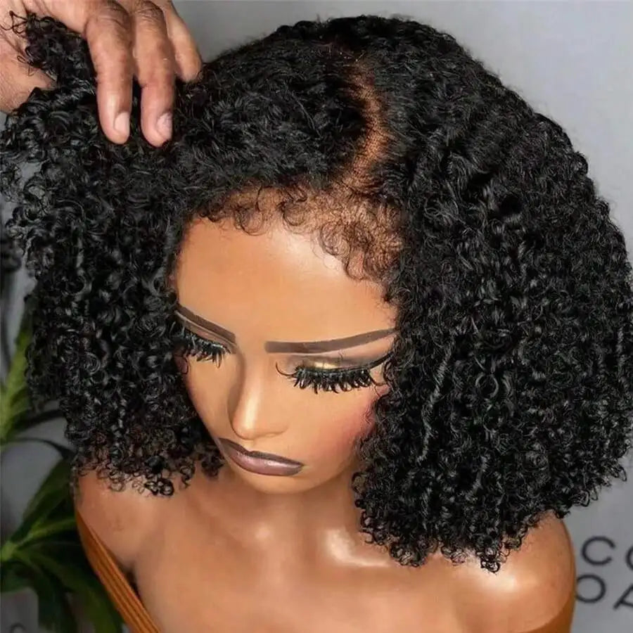 34 Inch Jerry Curly Virgin Human Hair Wig Natural Black 13x4 HD Transparent Lace Front Wig Pre Trimmed Natural Hairline Wigs