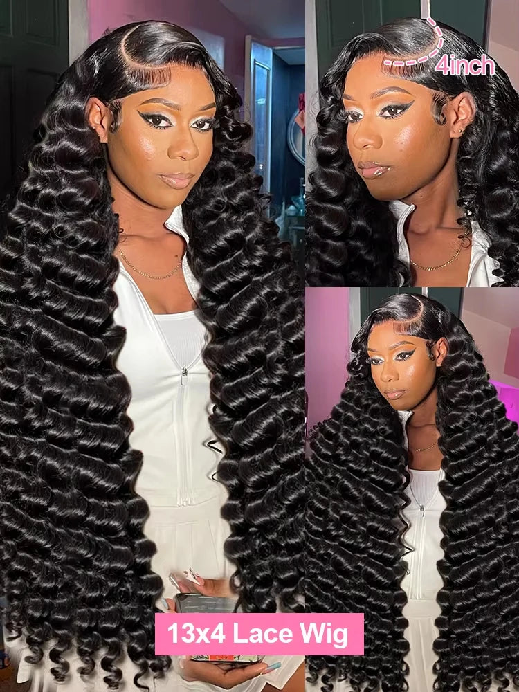 30 40 Inch Loose Deep Wave Human Hair Wig 13x4 13x6 Hd Lace Frontal Wigs For Women 250 Density Lace Front Curly Human Hair Wig