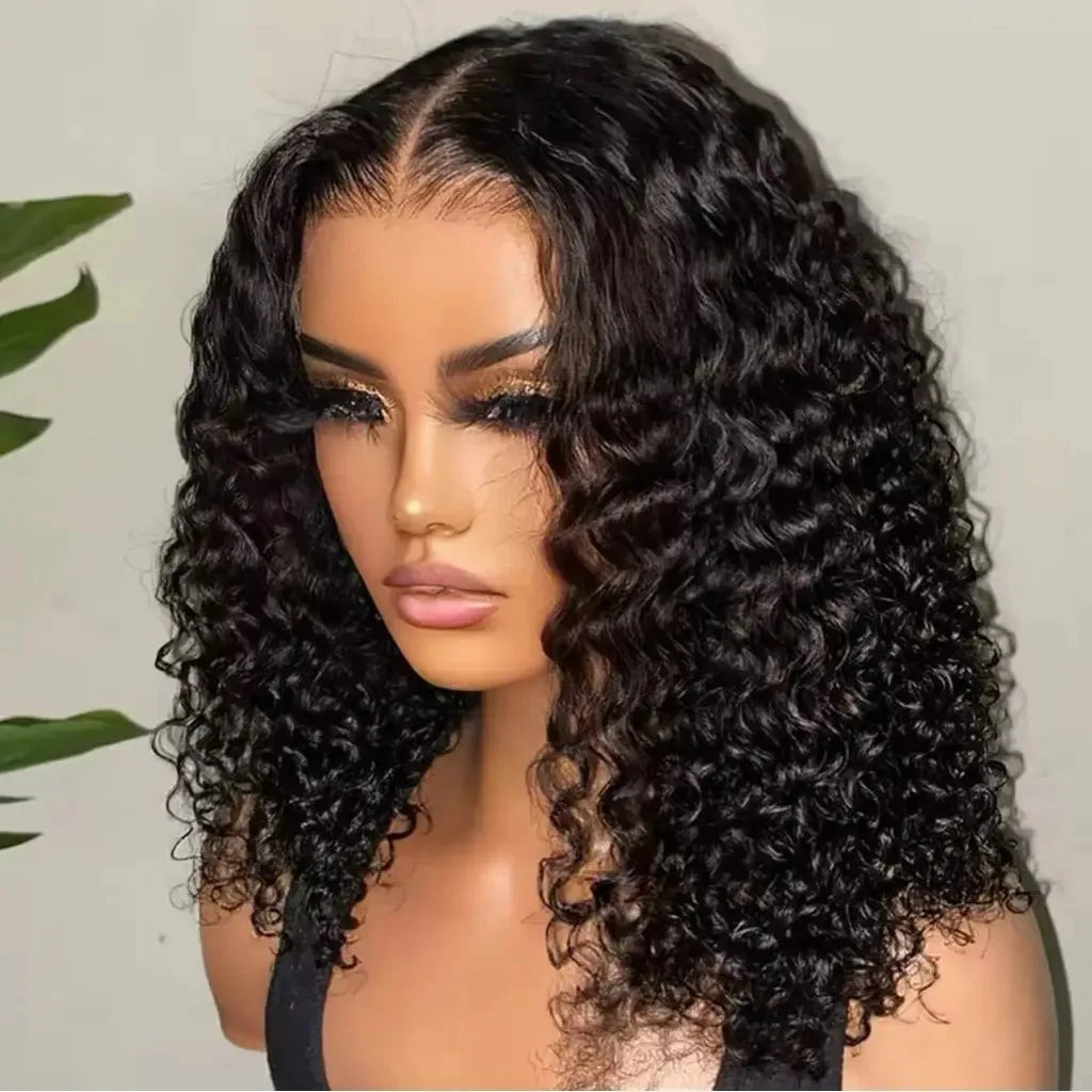 34 Inch Jerry Curly Virgin Human Hair Wig Natural Black 13x4 HD Transparent Lace Front Wig Pre Trimmed Natural Hairline Wigs