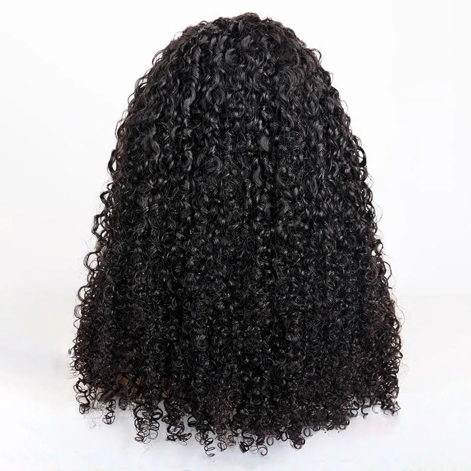 4A Wavy Curly Flip Over Human Hair Half Wigs Water Curly Lace Free Half Wig For Women Invisible Natural Wig For Quickly Install