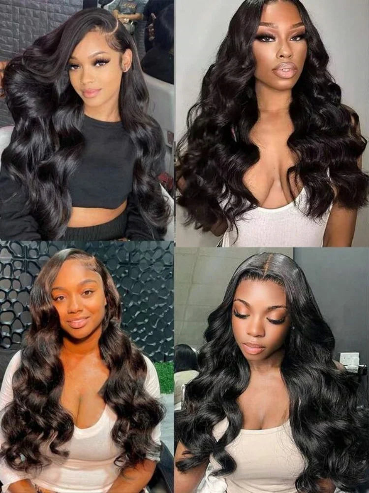 Glueless 13x6 Body Wave Human Hair Wigs Pre Plucked 40 Inches 250% Density HD Lace Front Wigs Human Hair Body Wave Natural Black