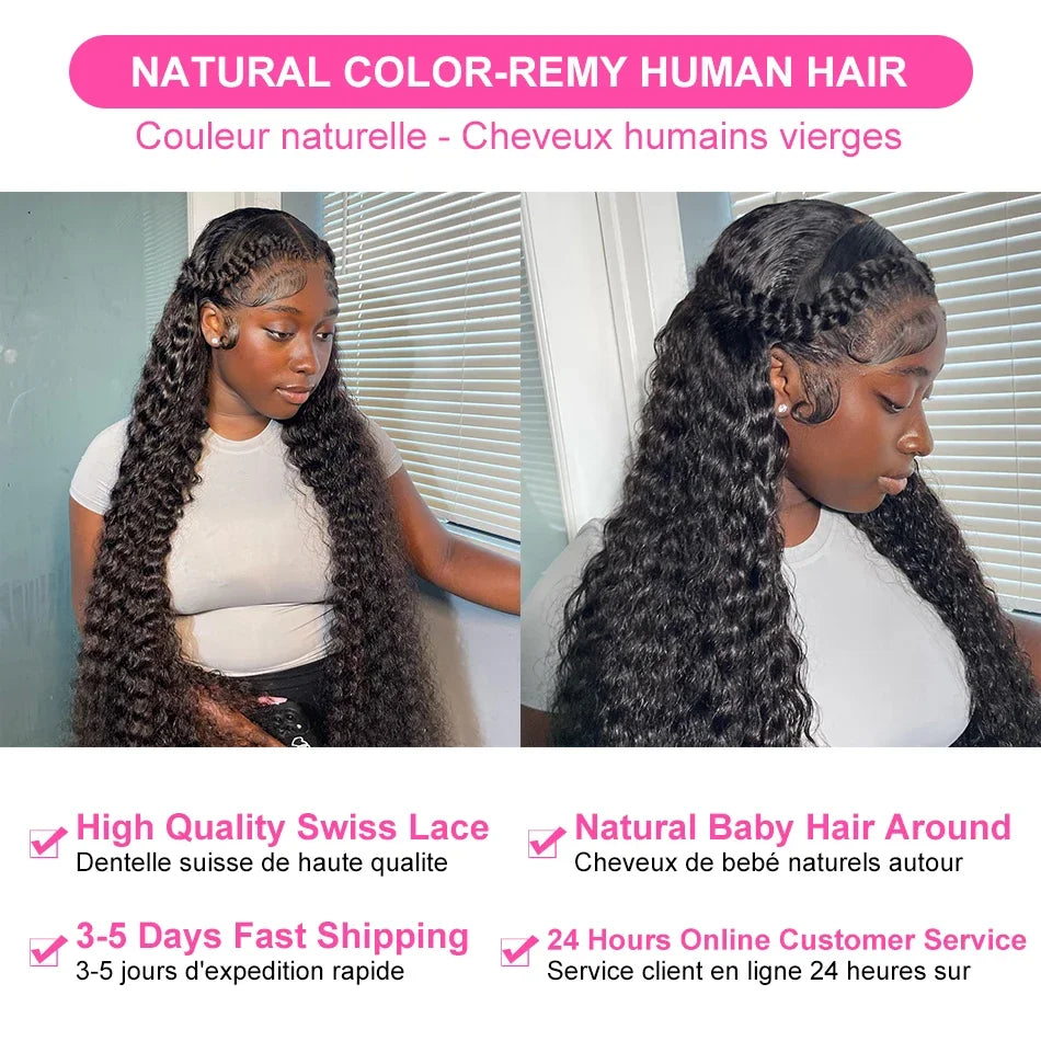 Deep Wave Human Hair Wig 13x6 Hd Lace Frontal Curly Wigs 30 40 Inch 13x4 Loose Water Wave Lace Front Wig For Women 250 Density