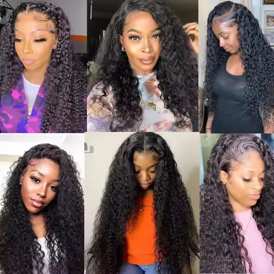 Water Deep Wave 13x6 13x4 Transparent HD Lace Front Curly ≥98% Human Hair Wig 360 Pre Plucked Lace Frontal Wigs For Black Women