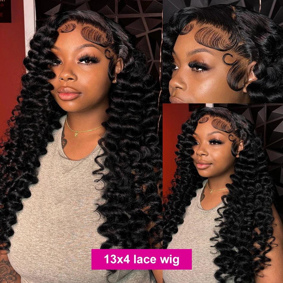 30 40 Inch Loose Deep Wave Human Hair Wig 13x4 13x6 Hd Lace Frontal Wigs For Women 250 Density Lace Front Curly Human Hair Wig