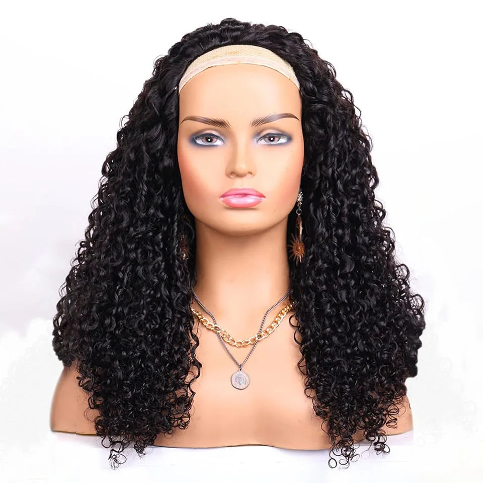 4A Wavy Curly Flip Over Human Hair Half Wigs Water Curly Lace Free Half Wig For Women Invisible Natural Wig For Quickly Install