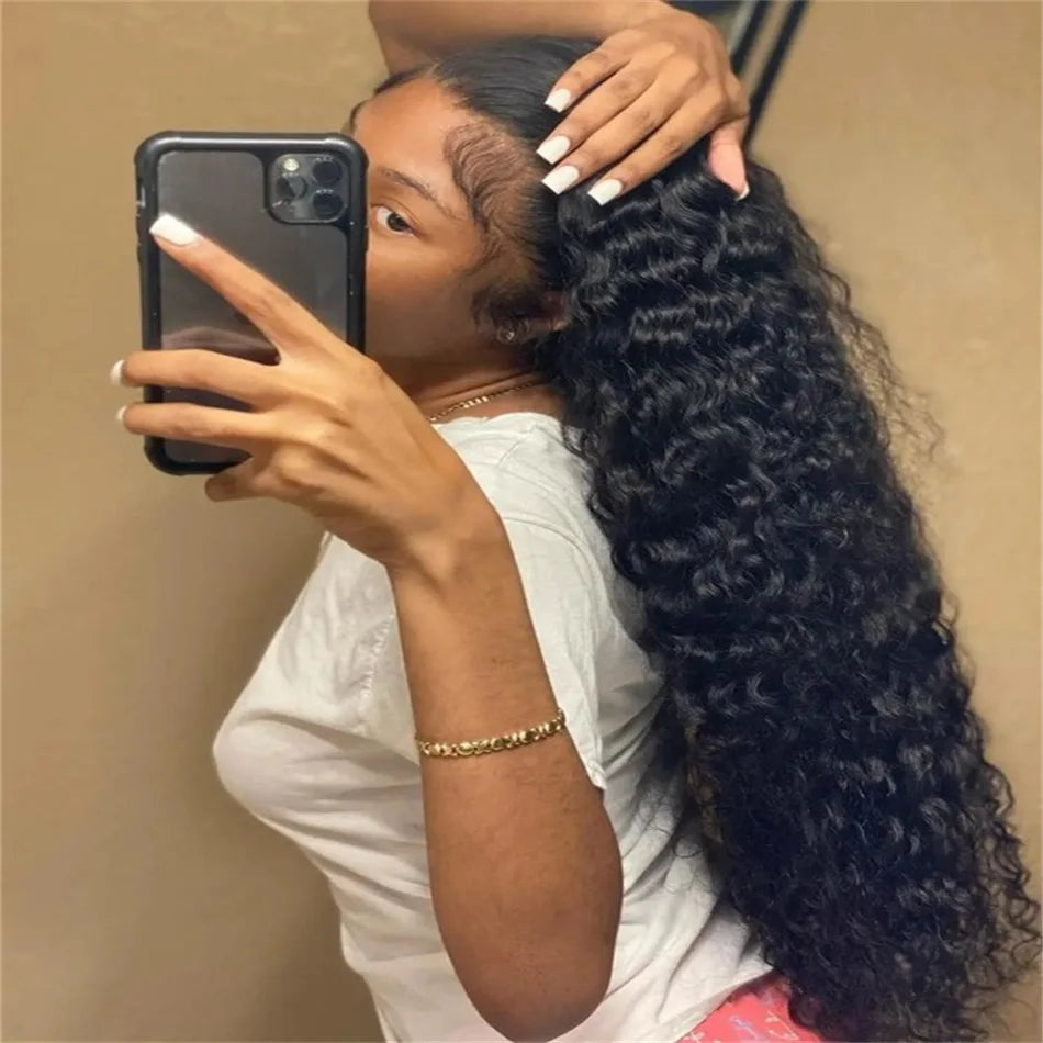 Deep Wave Human Hair Wig 13x6 Hd Lace Frontal Curly Wigs 30 40 Inch 13x4 Loose Water Wave Lace Front Wig For Women 250 Density