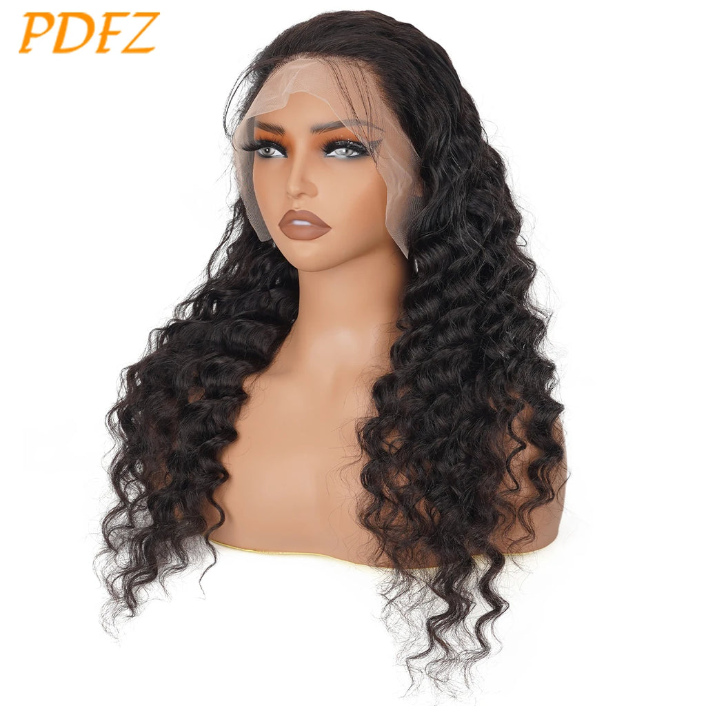 Deep Wave Wigs 13X4 HD Lace Front Human Hair Wig Curly Lace Front Human Hair Wig Pre Plucked Human Hair Wigs Long Human Hair Wig