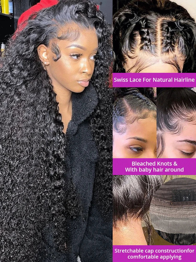 200 Density 40 Inch 13x6 Deep Wave Hd Lace Frontal Wigs Human Hair Curly Wigs Water Wave 13x4 Lace Front Wig For Black Women Wig