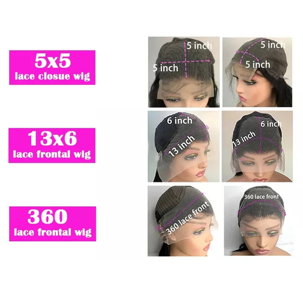 38 40 Inch Deep Wave 13x6 5x5 Lace Front Human Hair Wigs 200% Density Remy 360 Full Lace Frontal Wig Pre Plucked For Black Women