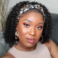 Brazilian Kinky Curly Headband Wigs Wear And Go Glueless Human Hair Wig Full Machine Made Short Bob Curly Wigs For Women 250%