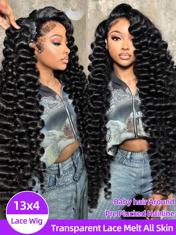 30 40 Inch Loose Deep Wave Human Hair Wig 13x4 13x6 Hd Lace Frontal Wigs For Women 250 Density Lace Front Curly Human Hair Wig