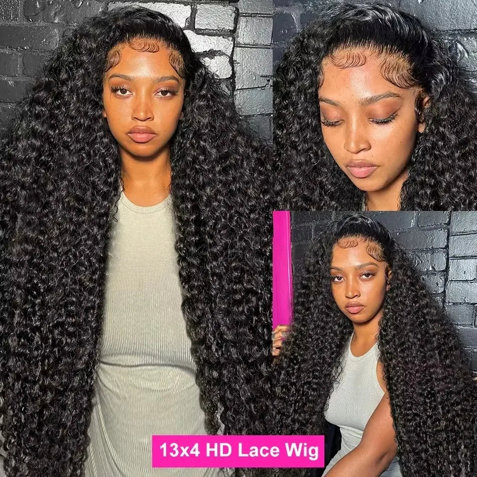Water Deep Wave 13x6 13x4 Transparent HD Lace Front Curly ≥98% Human Hair Wig 360 Pre Plucked Lace Frontal Wigs For Black Women