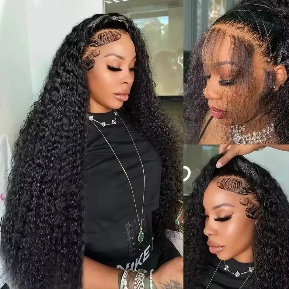 Water Deep Wave 13x6 13x4 Transparent HD Lace Front Curly ≥98% Human Hair Wig 360 Pre Plucked Lace Frontal Wigs For Black Women