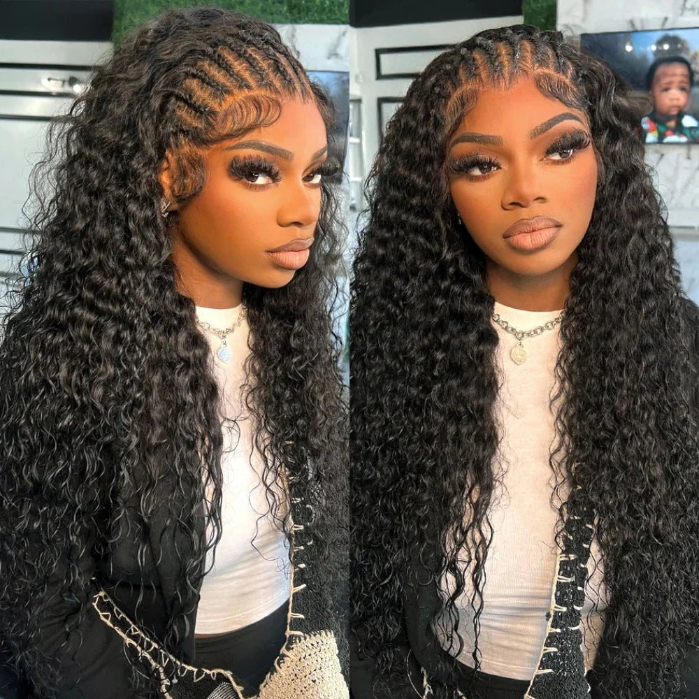 Deep Wave 13x6 HD Transparent Lace Front ≥98% Human Hair Wigs 200% Real Density Curly 13x4 Lace Frontal Wigs Women Wet And Wavy