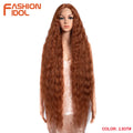 FASHION IDOL 42inch/105cm Super Long Lace Front Wigs Water Wavy Curly Hair Synthetic Wigs For Women Ombre Blonde Wigs Cosplay