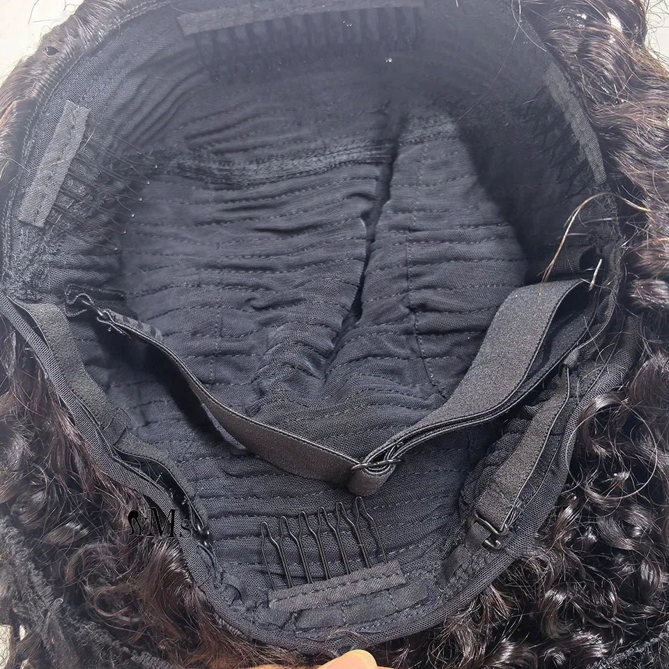 4A Wavy Curly Flip Over Human Hair Half Wigs Water Curly Lace Free Half Wig For Women Invisible Natural Wig For Quickly Install