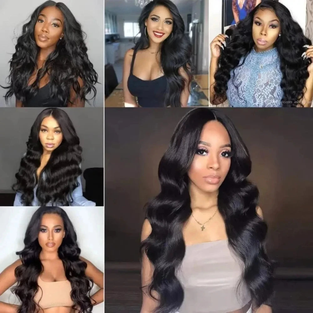 No Leave Out V Part Body Wave Wigs 200% Density Upgrade Machine Brazilian Hair 32 Inches Remy Human Hair Easy Install Natural Hair For Women