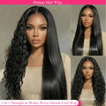 2-In-1 Straight To Water Wave Dream Curl Glueless 100% Human Hair Wig With Drawstring 13x4 13x6 Full HD Lace Frontal Wigs