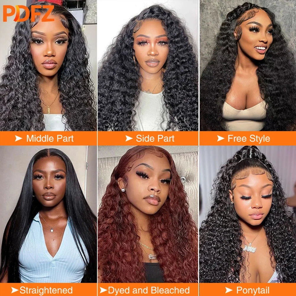 Deep Wave Wigs 13X4 HD Lace Front Human Hair Wig 42 Inch Long Curly Lace Front Human Hair Wig Pre Plucked Human Hair Wigs