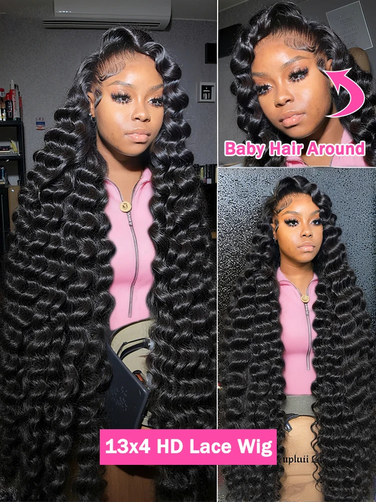 30 40 Inch Loose Deep Wave Human Hair Wig 13x4 13x6 Hd Lace Frontal Wigs For Women 250 Density Lace Front Curly Human Hair Wig