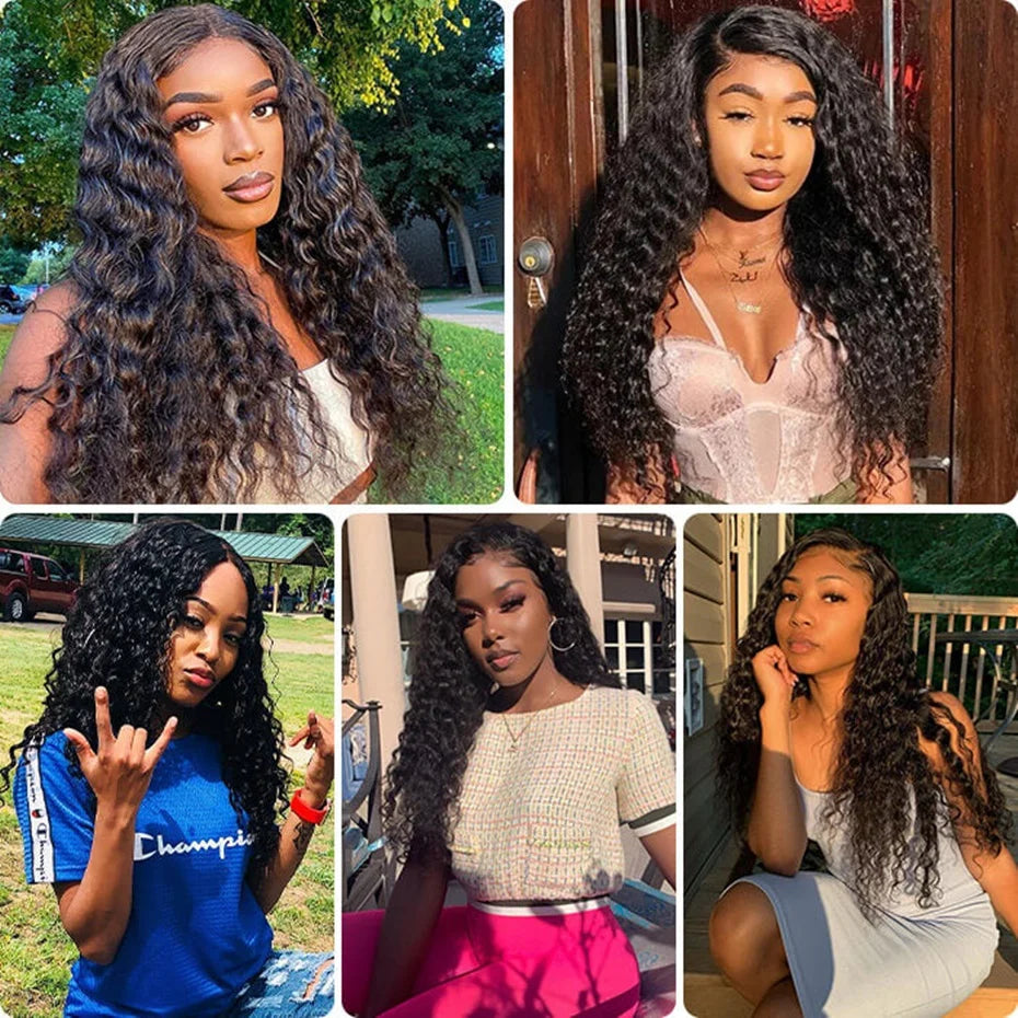 200 Density 40 Inch 13x6 Deep Wave Hd Lace Frontal Wigs Human Hair Curly Wigs Water Wave 13x4 Lace Front Wig For Black Women Wig