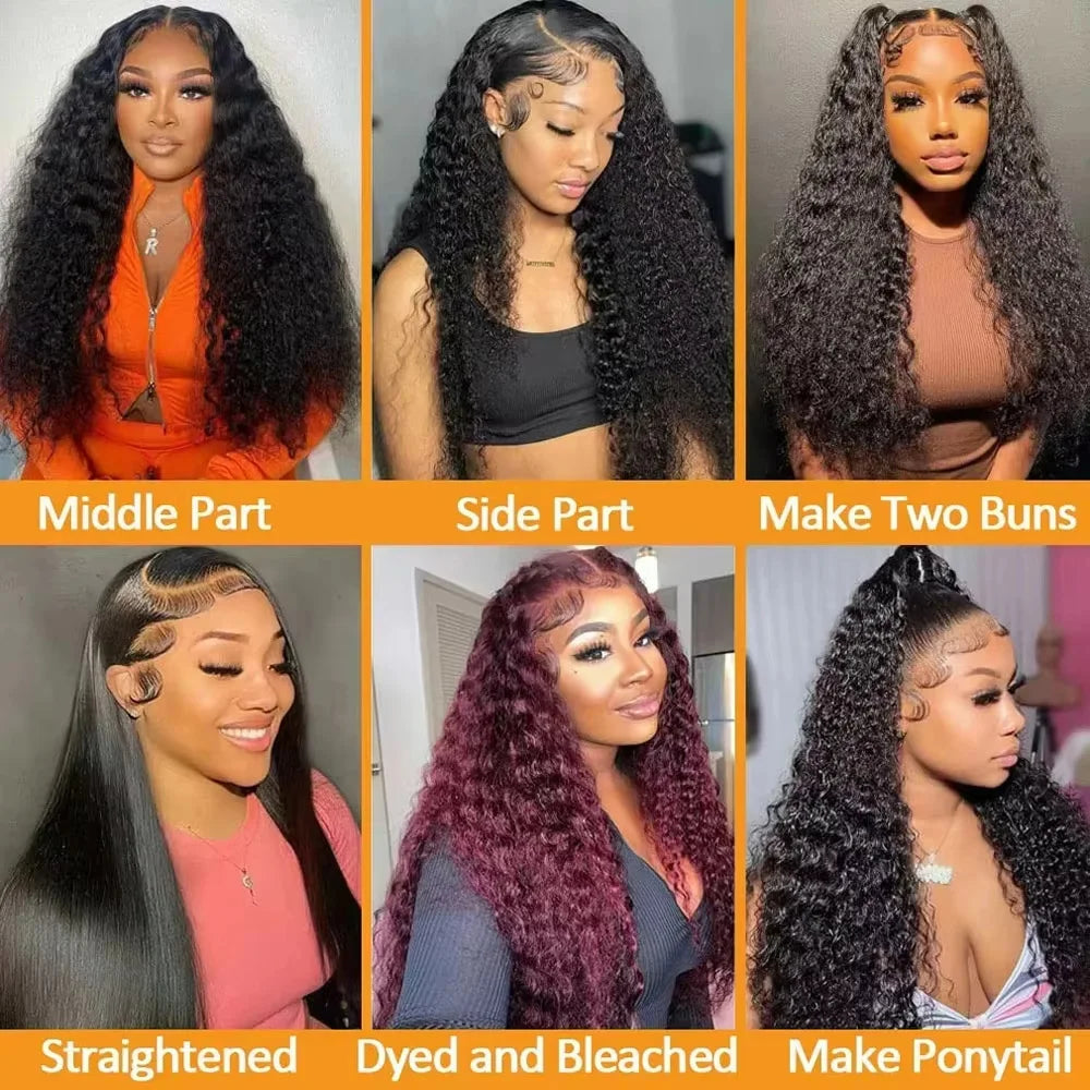 38 40 Inch Deep Wave 13x6 5x5 Lace Front Human Hair Wigs 200% Density Remy 360 Full Lace Frontal Wig Pre Plucked For Black Women