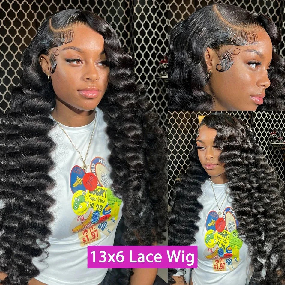 30 40 Inch Loose Deep Wave Human Hair Wig 13x4 13x6 Hd Lace Frontal Wigs For Women 250 Density Lace Front Curly Human Hair Wig