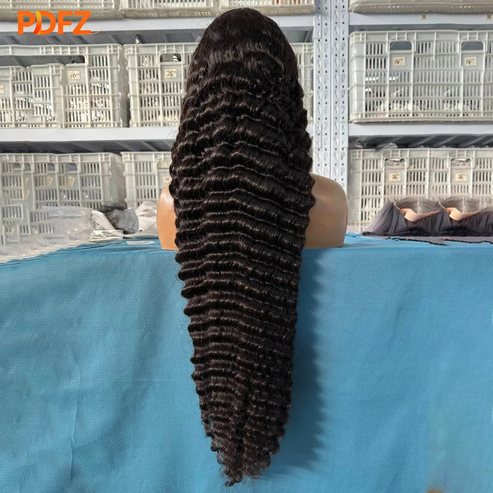 Deep Wave Wigs 13X4 HD Lace Front Human Hair Wig 42 Inch Long Curly Lace Front Human Hair Wig Pre Plucked Human Hair Wigs