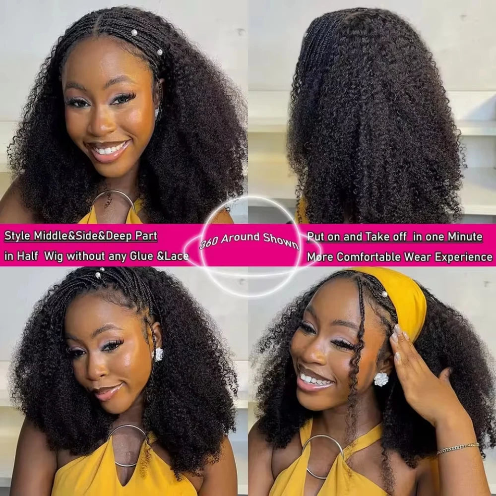32 Inch Kinky Curly Half Wig Remy Hair 200% Density Machine Remy Human Hair No Leave Out Curly Wigs Upgrade Clip In Half Wigs For Women
