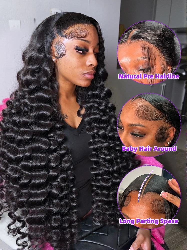 30 40 Inch Loose Deep Wave Human Hair Wig 13x4 13x6 Hd Lace Frontal Wigs For Women 250 Density Lace Front Curly Human Hair Wig