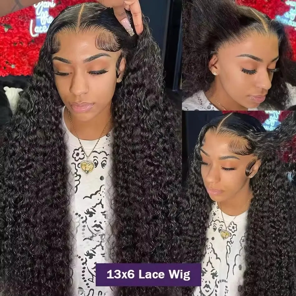 Water Deep Wave 13x6 13x4 Transparent HD Lace Front Curly ≥98% Human Hair Wig 360 Pre Plucked Lace Frontal Wigs For Black Women