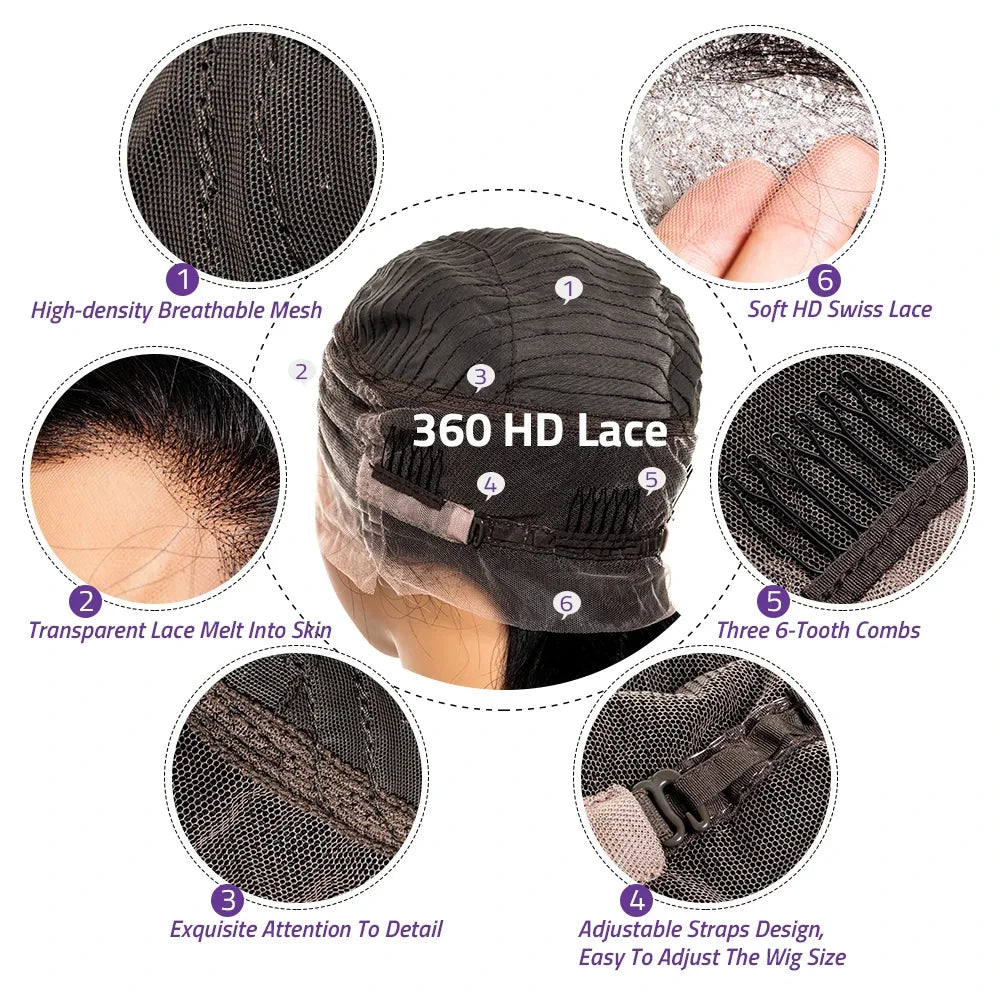 38 40 Inch Deep Wave 13x6 5x5 Lace Front Human Hair Wigs 200% Density Remy 360 Full Lace Frontal Wig Pre Plucked For Black Women